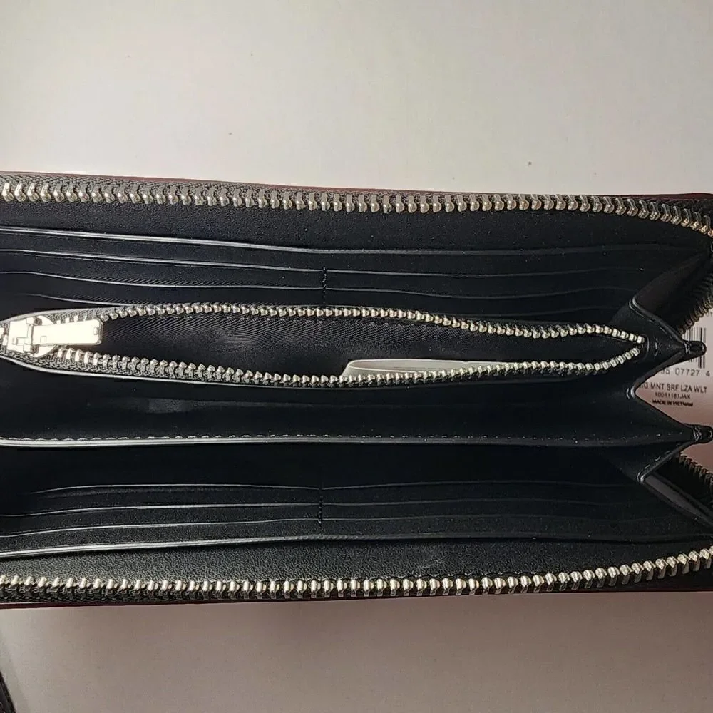 NWT Coach X Mint + Serf Long Zip Around Wallet In Signature Canvas CM837